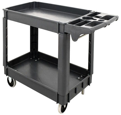 Omcan 47152 39.8" x 17.3" x 33" Dark Gray Heavy-Duty Utility Cart with Extended Handle