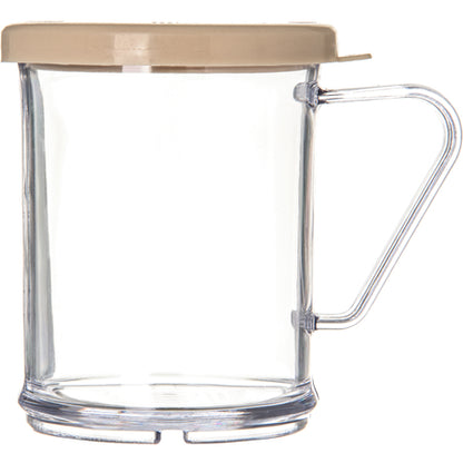 Carlisle 4270S06 1 cup / 8 oz Beige SAN Shaker/Dredge With Salt & Pepper Lid - Hole Dia 0.050