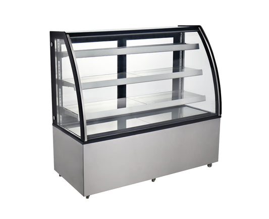 Omcan 44504 72-inch Curved Glass Floor Refrigerated Display Case