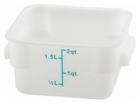 Winco PESC-2 2 Qt. White Polypropylene Storage Container