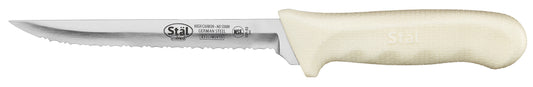 Winco KWP-63 6" White Wavy Edge Polypropylene Handle Utility Knife