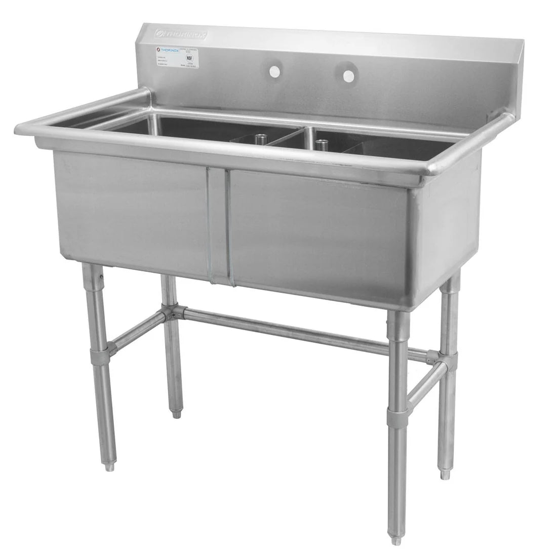 Thorinox TDS-1821-0 18" X 21" Double Sink with No Drainboard