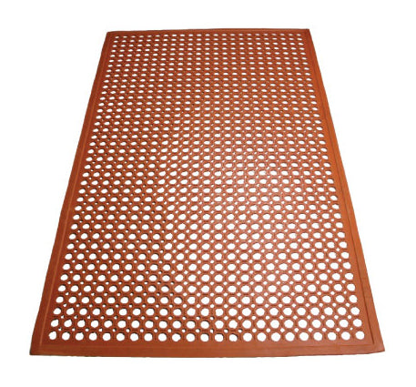 Winco RBM-35R-R 3' x 5' x 1/2" Red Beveled Edges Rubber Floor Mat, Rolled