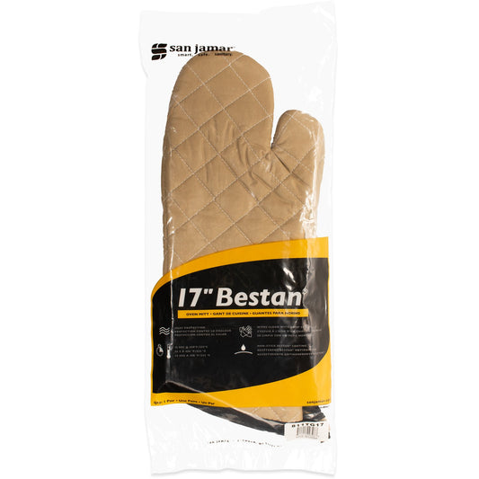 San Jamar 811TG17 17" Tan Bestan Oven Mitt
