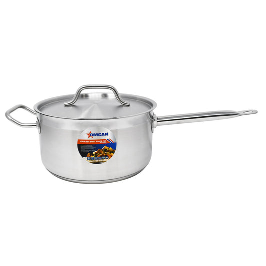 Omcan 80434 6 Qt Stainless Steel Sauce Pan with Cover and Handle