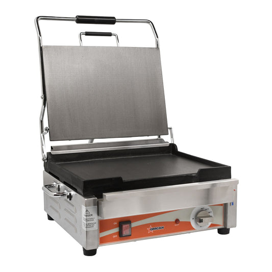 Omcan 21465 12" x 15" Single Panini Grill with Smooth Plates