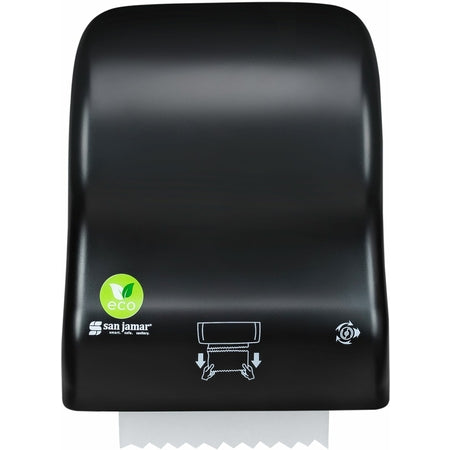 San Jamar T7400REBK Black ecoLogic Simplicity Essence Mechanical Hands Free Towel Dispenser