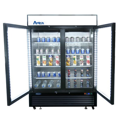 Atosa MCF8732GR 39" Black Double Glass Door Merchandiser Freezer