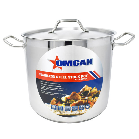 Omcan 80440 20 Qt Stainless Steel Stock Pot with Cover