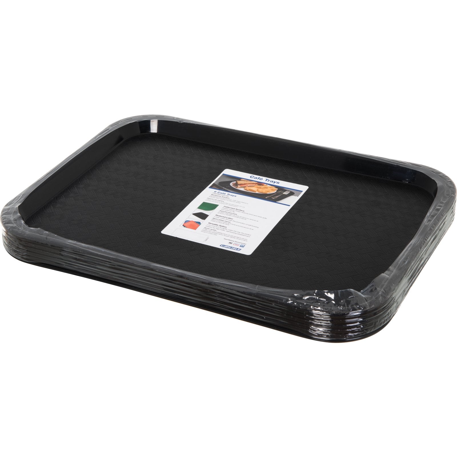 Carlisle CT1216-8103 12" x 16" Black Cafe Fast Food Cafeteria Tray (6/pk)