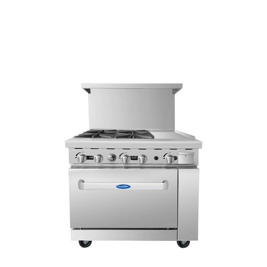 Atosa AGR-4B12GR-NG 36" Natural Gas Range with (4) Open Burners and 12" Griddle