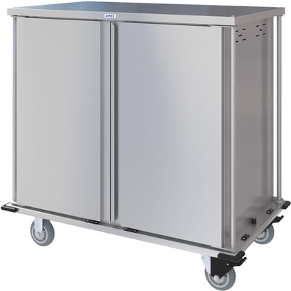 Dinex DXPTQC2T2DPT32 2 Trays Per Slide 32 Trays Double Door Stainless Steel Totally Quiet Compact Meal Delivery Cart