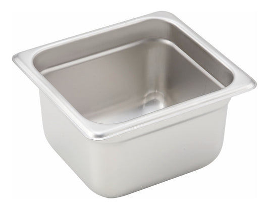 Winco SPJH-604 1/6 Size Stainless Steel Anti-jam Steam Pan, 4" Deep