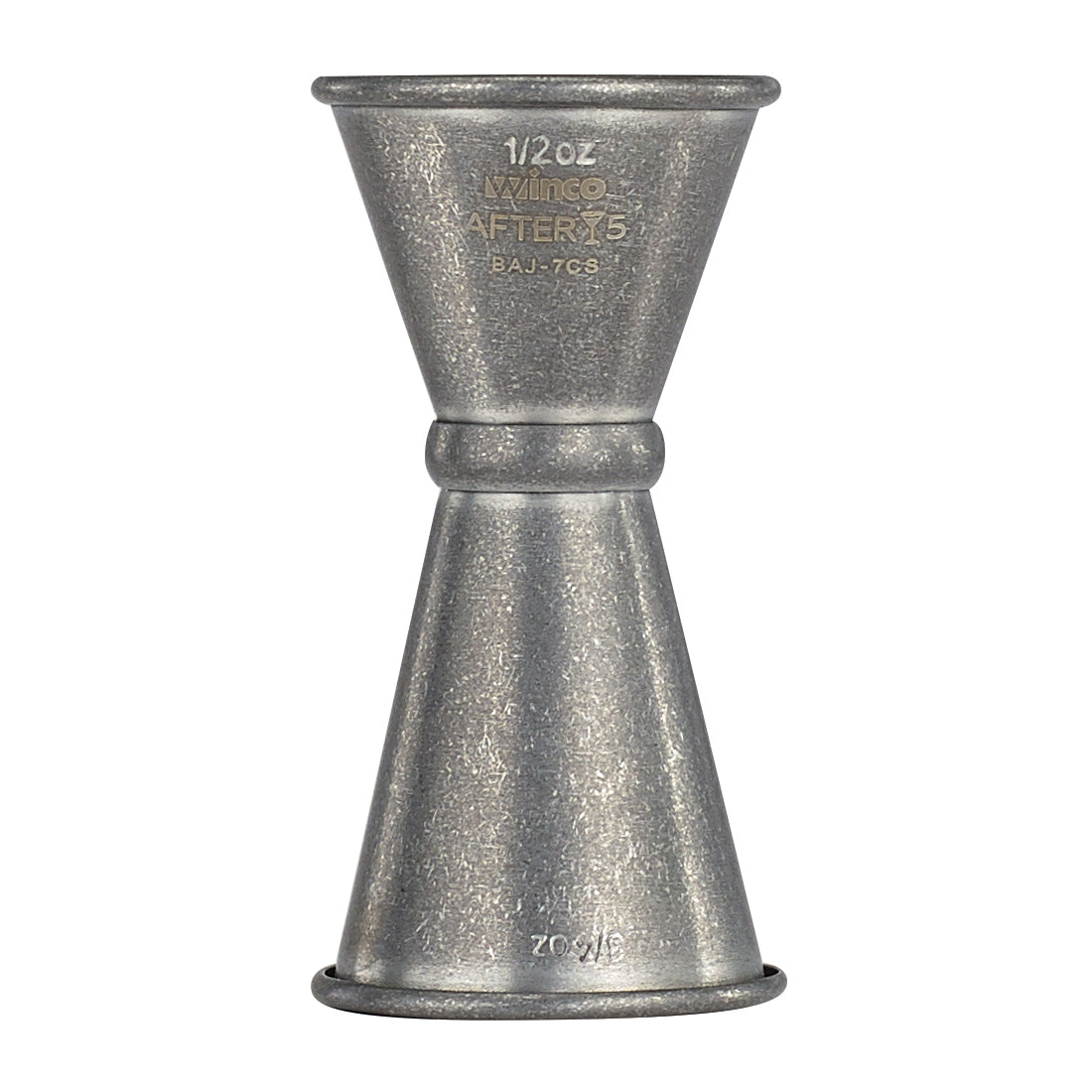 Winco BAJ-7CS 1/2 x 3/4 oz. Stainless Steel After 5 Jigger w/ Inner Marking Lines, Crafted Steel Finish