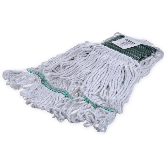 Carlisle 369418B00 Medium White Synthetic/Cotton Blend Flo-Pac Green Band Mop With Looped-End