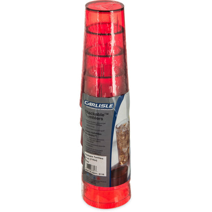 Carlisle 5224-8110 24 oz Ruby SAN Stackable Tumbler - Cash & Carry (6/pk)