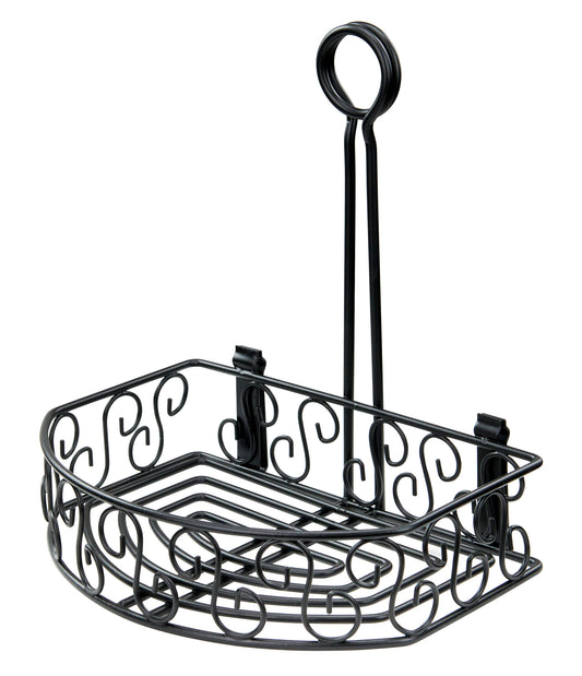 Winco WBKH-6SB 8-1/4" x 6-1/4" Black Wire Condiment Caddy