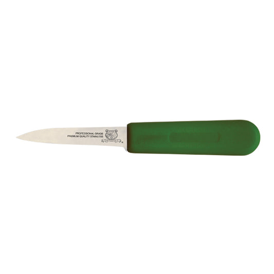 Omcan 12411 3 1/4" Paring Hotel Style Knife with Green Polypropylene Handle