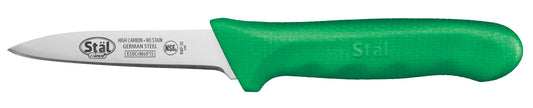 Winco KWP-30G 3-1/4" Green Polypropylene Handle Paring Knives (2pcs/pk)