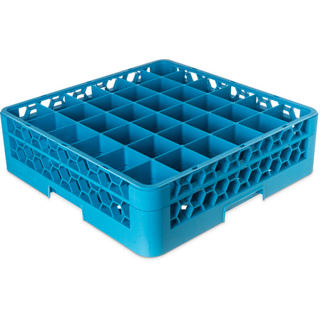 Carlisle RG36-114 Carlisle Blue 36-Compartment Polypropylene OptiClean Divided Glass Rack with 1 Extender 5.56"