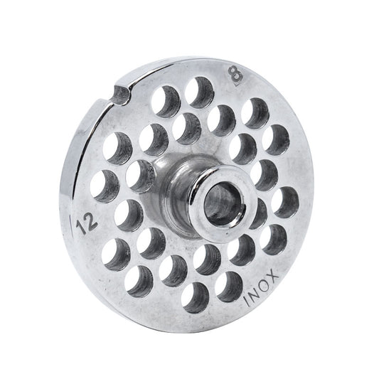 Omcan 11195 #12 One Notch/Round European Style Stainless Steel Plate with Hub, 8mm (5/16")