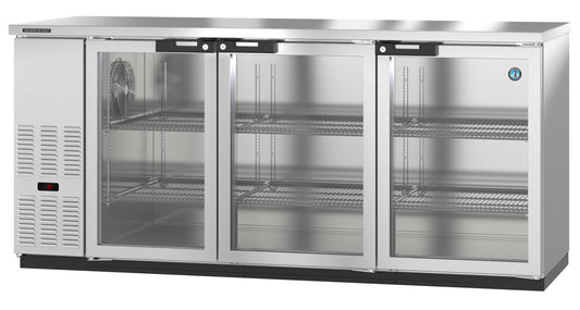 Hoshizaki BB80-G-S Three Section Stainless Steel Back Bar Back Bar, Glass Doors Refrigerator