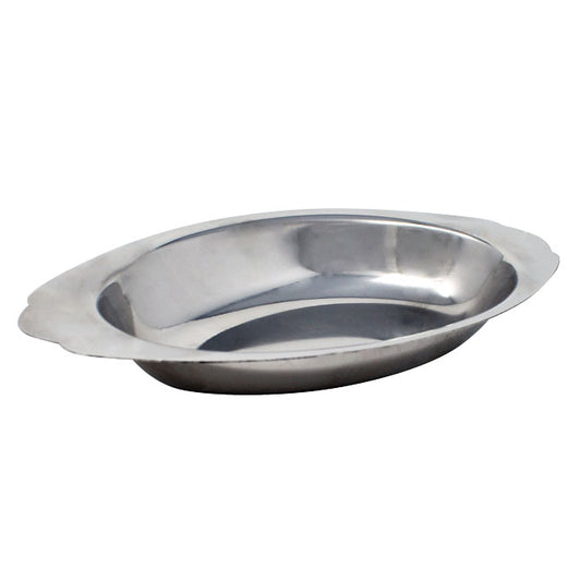Omcan 80796 8 oz Oval Stainless Steel Au Gratin Dish