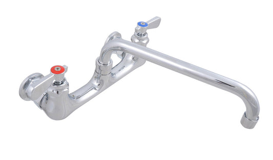 BK Resources BKF-16-G 8" Chrome-Plated Brass O.C. Optiflow Splash Mount Faucet W/16" Swing Spout