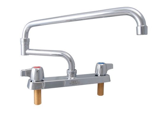 BK Resources BK8D-18-G 8" Chrome-Plated Brass O.C. Workforce Deck Mount Faucet W/18" DJ Swing Spout