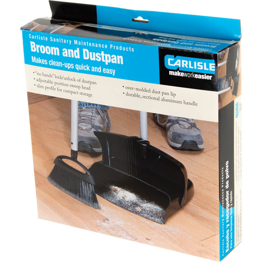 Carlisle 36141603 41" Black Upright Duo-Pan Dust Pan & Broom