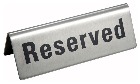 Winco RVS-4 Stainless Steel Tent Sign - "Reserved"