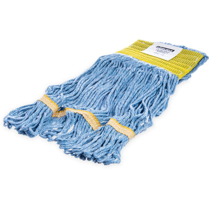 Carlisle 369442B14 Small Blue Synthetic/Cotton Blend Flo-Pac Looped-End Mop With Yellow Band
