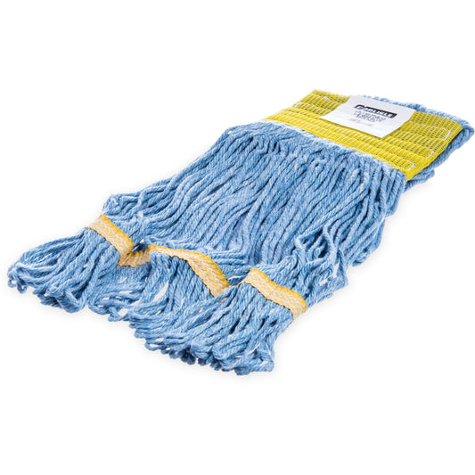 Carlisle 369442B14 Small Blue Synthetic/Cotton Blend Flo-Pac Looped-End Mop With Yellow Band