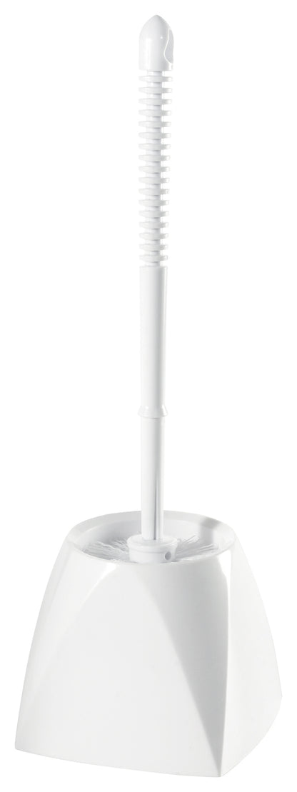 Winco BR-15SET White Polypropylene Toilet Bowl Brush with Caddy