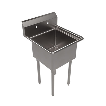 BK Resources BKS-1-18-12S One Compartment Stainless Steel Sink 18X18X12D No DB w/ Legs & Bracing