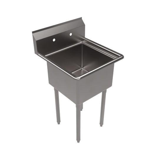 BK Resources BKS-1-18-12S One Compartment Stainless Steel Sink 18X18X12D No DB w/ Legs & Bracing