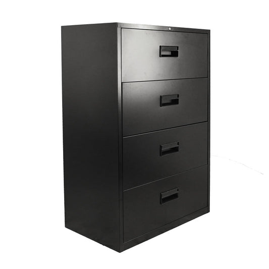Omcan 21653 36" Wide Black Legal Lateral File Cabinet with Four Drawers