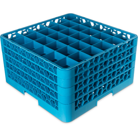 Carlisle RG36-414 Carlisle Blue 36-Compartment Polypropylene OptiClean Divided Glass Rack with 4 Extenders 10.3"