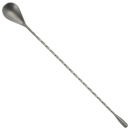 Winco BABS-12CS 12" Crafted Steel Finish After 5 Bar Spoon with Teadrop End