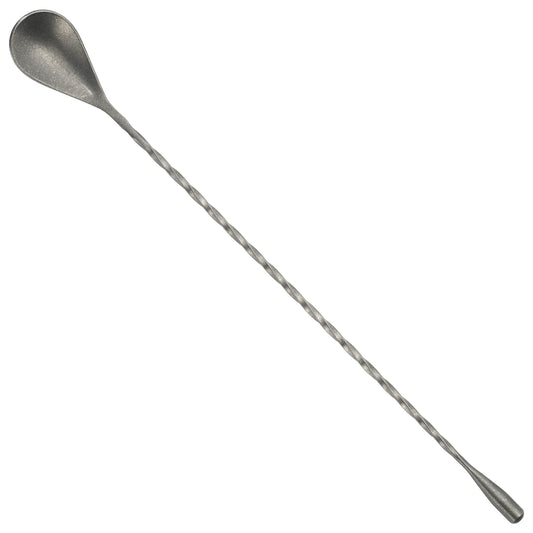 Winco BABS-12CS 12" Crafted Steel Finish After 5 Bar Spoon with Teadrop End