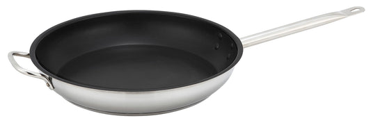 Winco SSFP-14NS 14" Stainless Steel Fry Pan w/ Helper Handle, Non-Stick