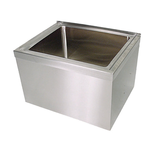 BK Resources BKMS-2424-12 Stainless Steel Mop Sink w/ Floor Mount, Includes Basket Drain 24X24X12