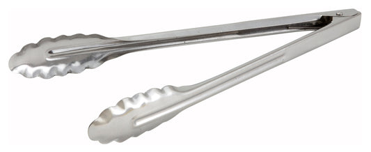 Winco UT-12LT 12" Stainless Steel Utility Tong, Medium Weight