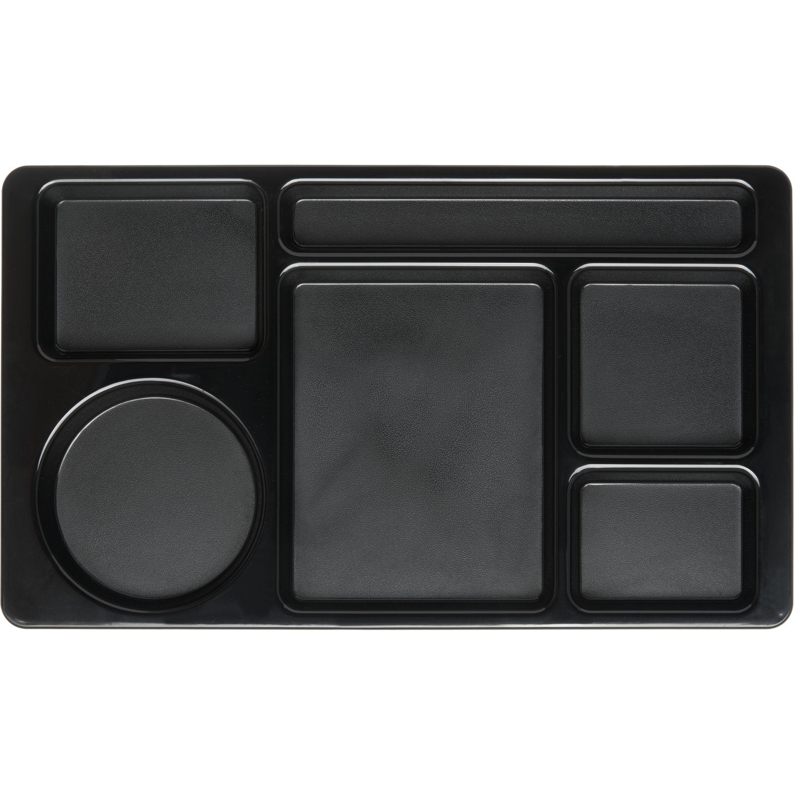 Carlisle 61503 15" x 9" Black 6-Compartment Omni-Directional Space Saver ABS Tray