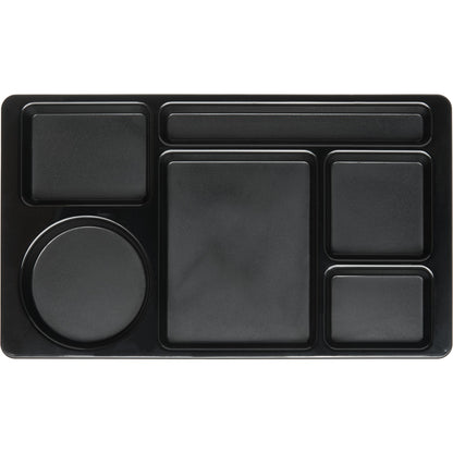 Carlisle 61503 15" x 9" Black 6-Compartment Omni-Directional Space Saver ABS Tray