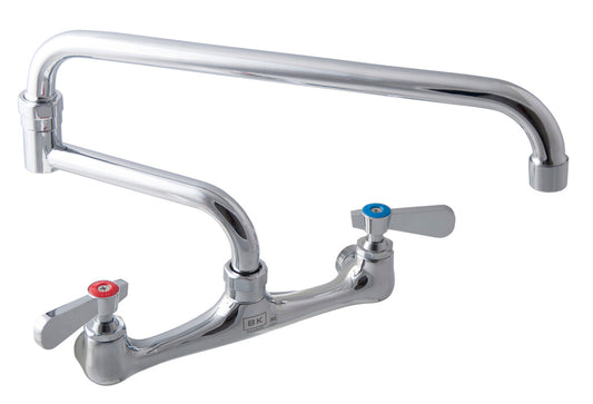 BK Resources BKF-8W-18-G 8" Chrome-Plated Brass O.C. Workforce Splash Mount Faucet W/18" DJ Swing Spout