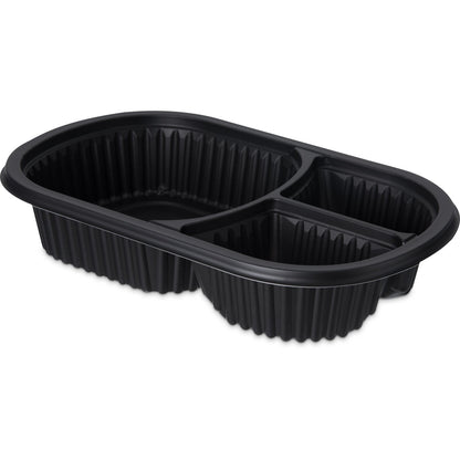 Proex DXMW813PBLK 18/4/4 oz. Black 3-Compartment Microwaveable Entrée (250/cs)
