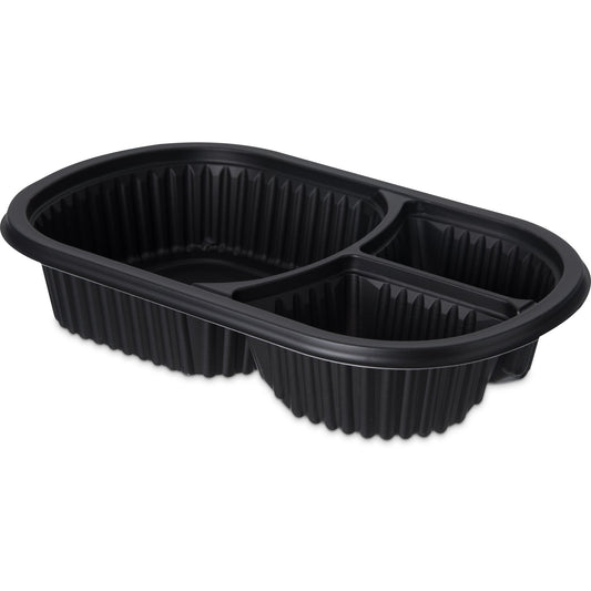 Proex DXMW813PBLK 18/4/4 oz. Black 3-Compartment Microwaveable Entrée (250/cs)