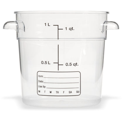 Carlisle 1076107 1 Qt Clear Round Polycarbonate StorPlus Food Storage Container