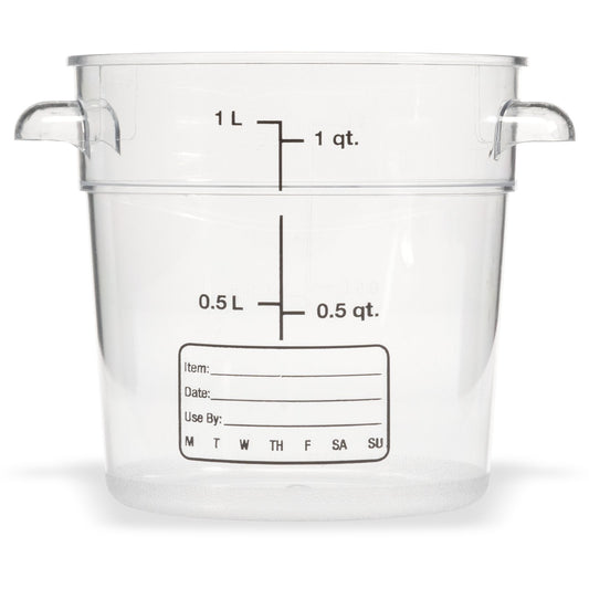 Carlisle 1076107 1 Qt Clear Round Polycarbonate StorPlus Food Storage Container